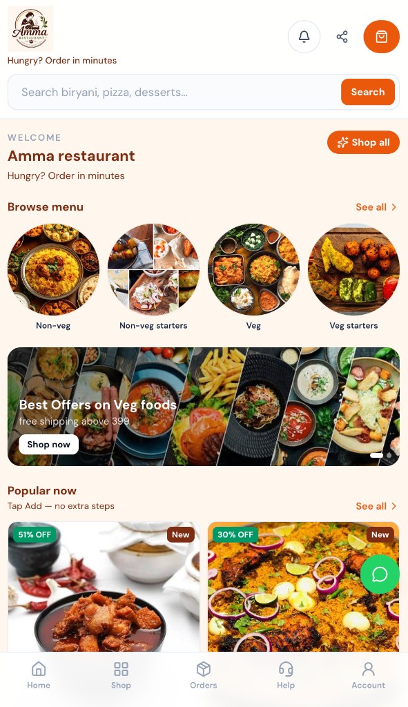 Amma Restaurant sample store